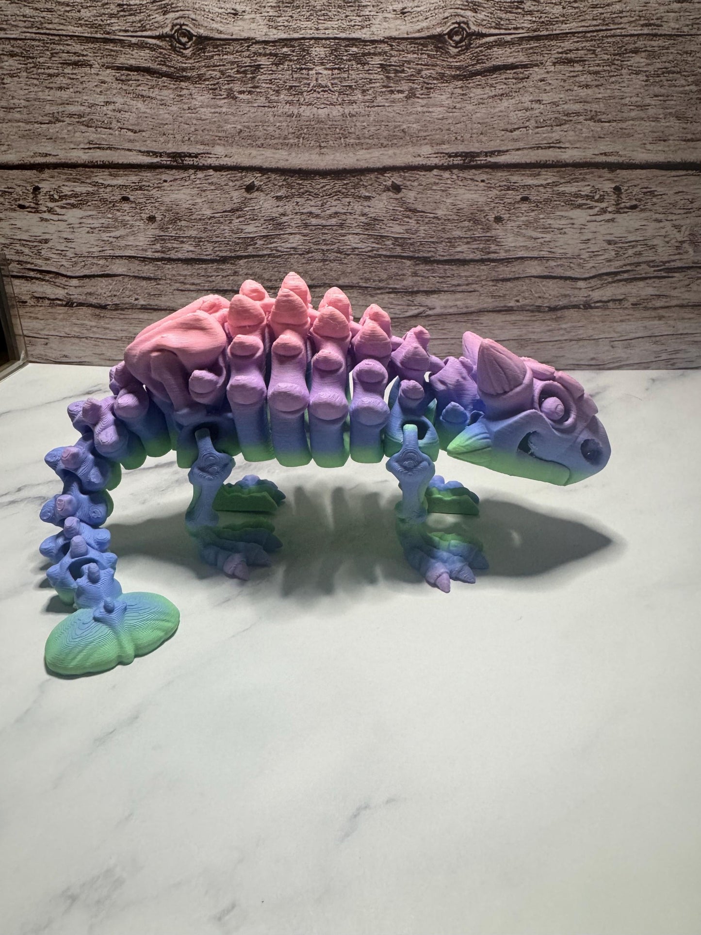 Articulated Rainbow Ankylosaurus: 3D Printed Flexi Dinosaur Toy for Collectors & Prehistoric Decor