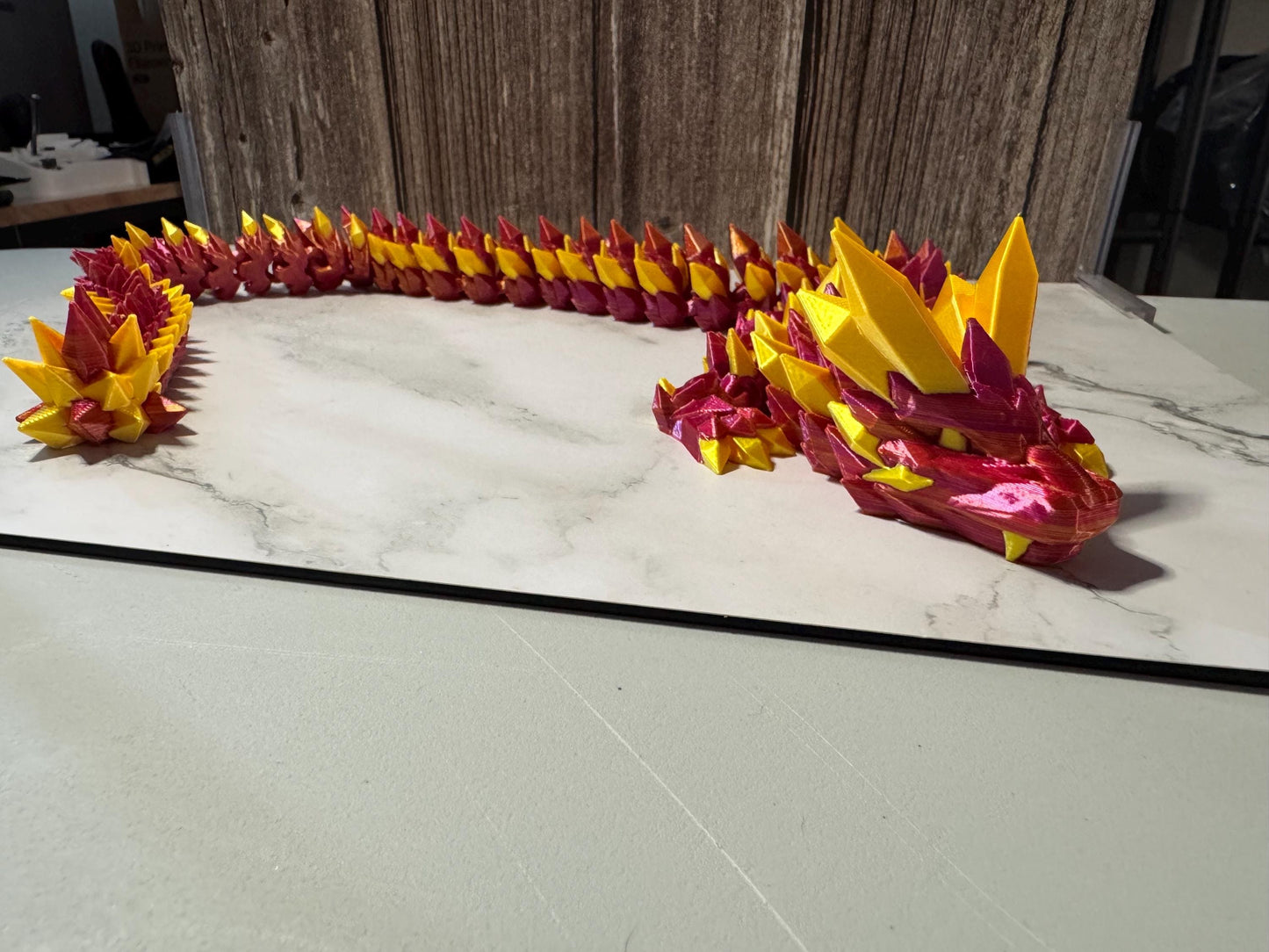 26-inch Articulated Crystal Dragon: 3D Printed Fantasy Collectible with Custom Color Options