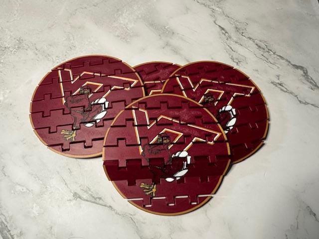 Virginia Tech Hokies Puzzle Coaster - VT University Game Day Barware Drink Protection