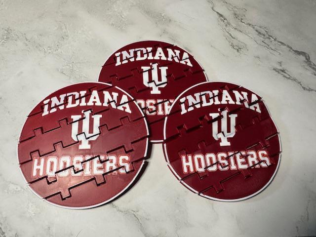 Indiana Hoosiers Puzzle Coaster - University Basketball Team Drink Mat Game Piece Gift