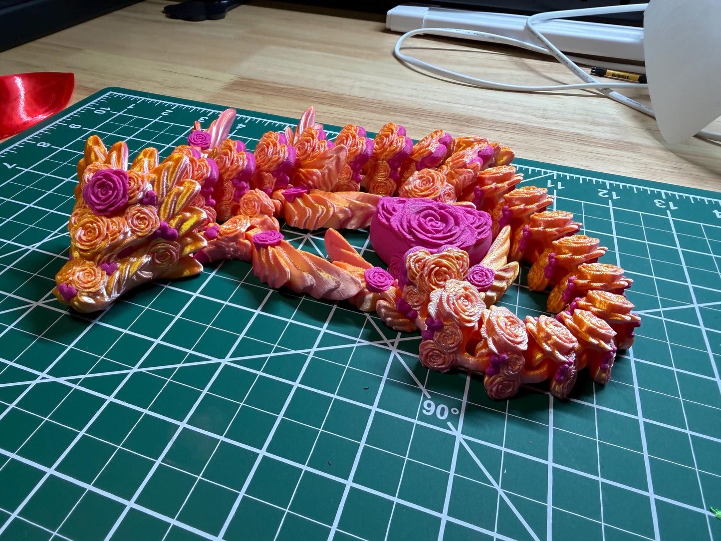 16-inch Rose Heart Dragon - Articulated Fantasy Creature Valentine Gift Romantic Mythical Beast