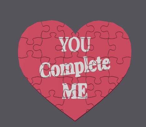 You Complete Me Framed Puzzle Heart Valentine Gift | 3D Printed Romantic Wall Art 8x10 Decor