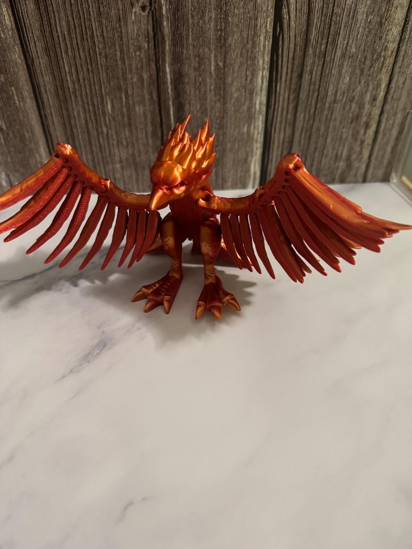 Articulated 3D Printed Phoenix: Poseable Fantasy Fire Bird Figurine - Mythical Desk Decor & Collectible