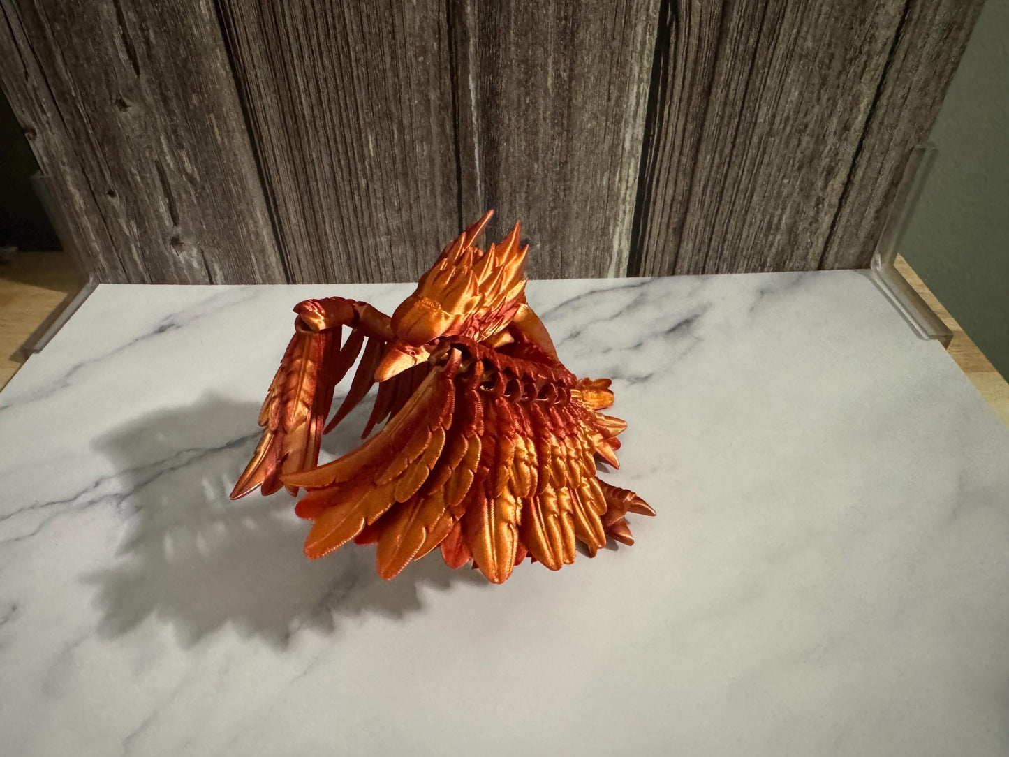 Articulated 3D Printed Phoenix: Poseable Fantasy Fire Bird Figurine - Mythical Desk Decor & Collectible
