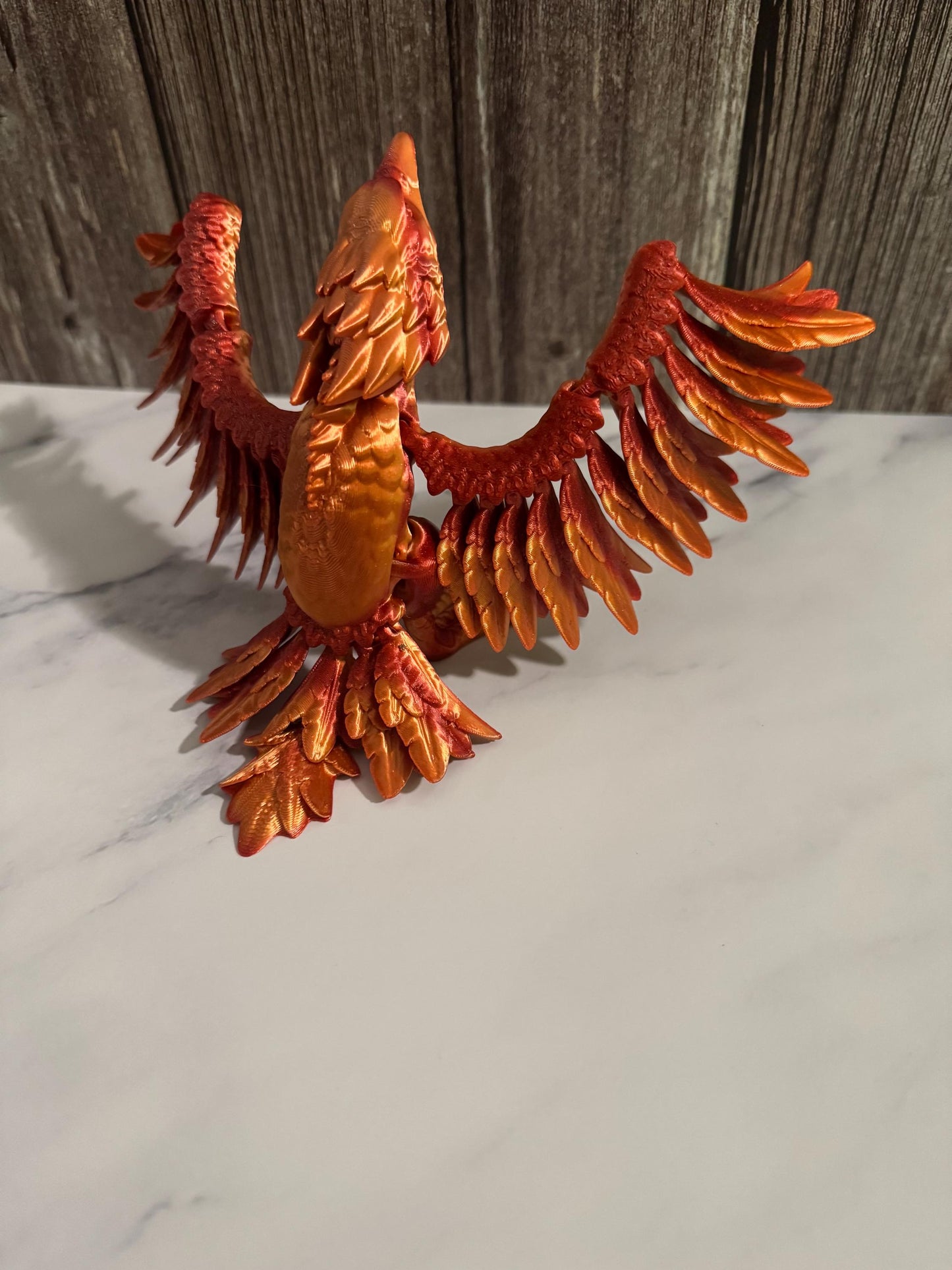 Articulated 3D Printed Phoenix: Poseable Fantasy Fire Bird Figurine - Mythical Desk Decor & Collectible