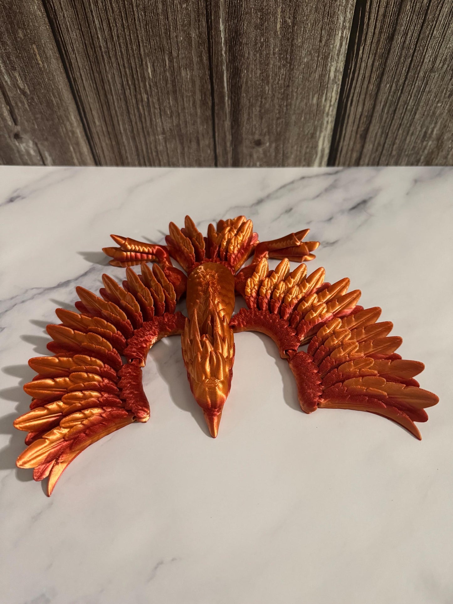 Articulated 3D Printed Phoenix: Poseable Fantasy Fire Bird Figurine - Mythical Desk Decor & Collectible