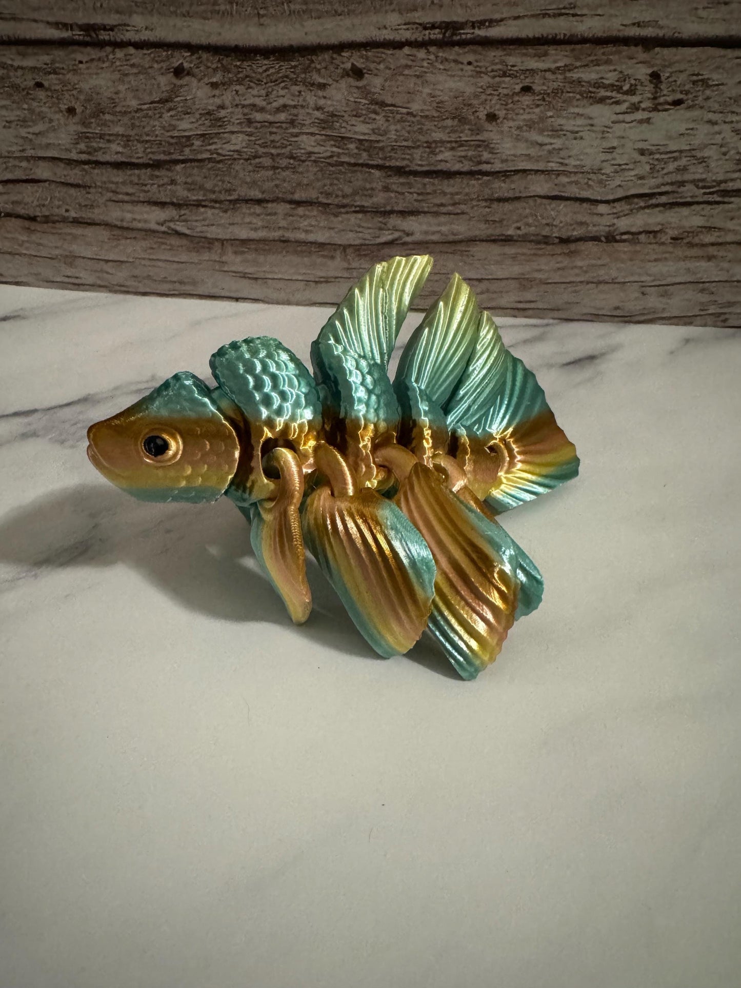 Vibrant 3D Printed Rainbow Beta Fish Sculpture - Flowing Elegance for Aquarium & Home Decor