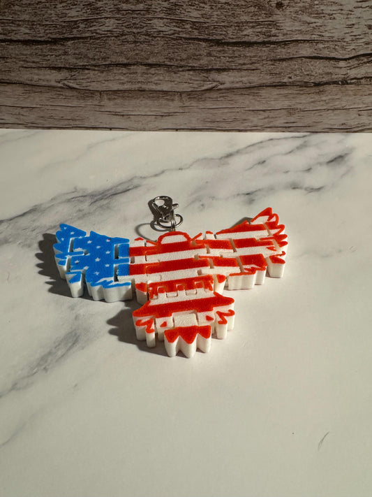 Patriotic American Eagle Flag Flexible Keychain - Durable USA Souvenir for Independence Day