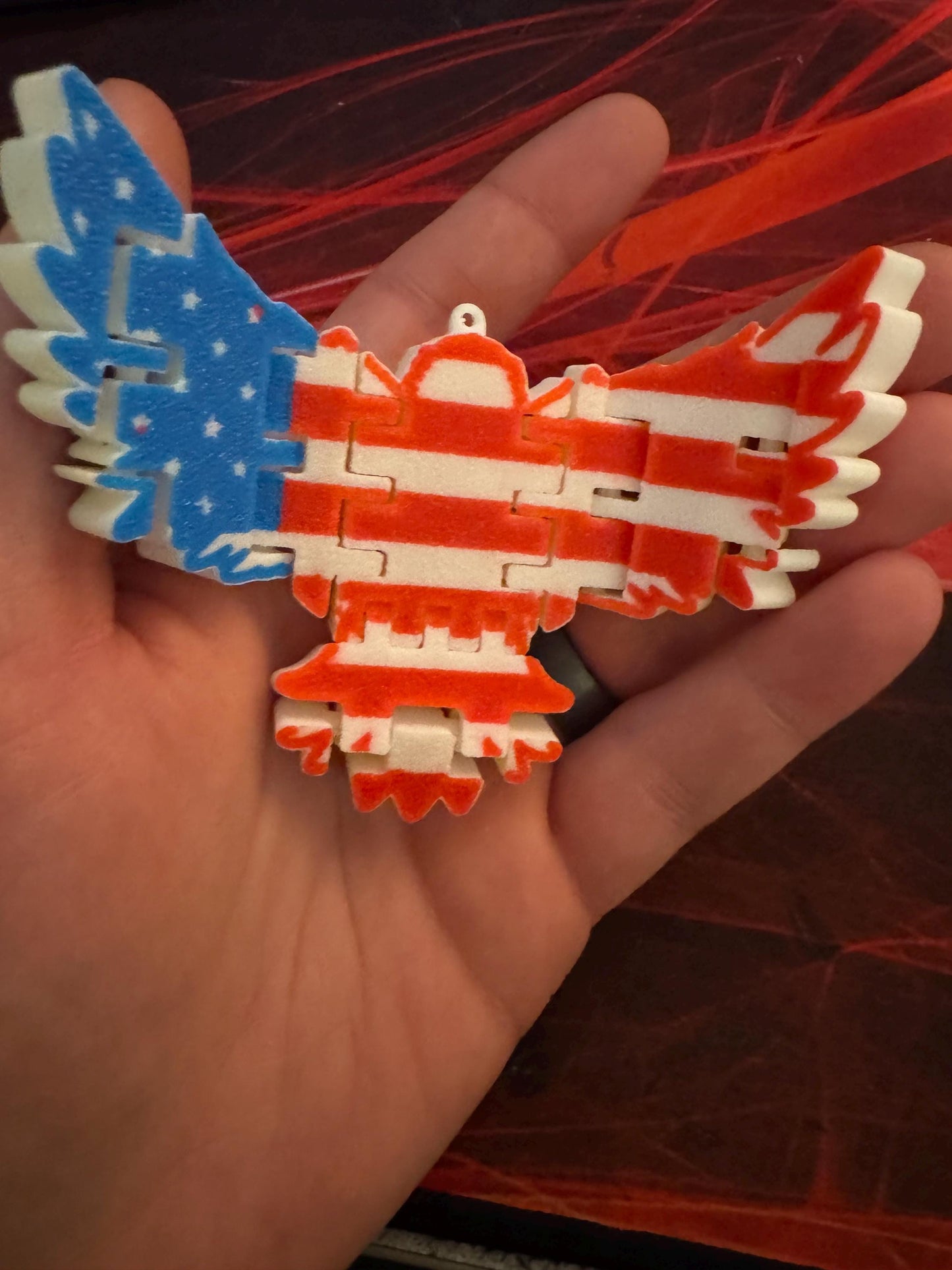 Patriotic American Eagle Flag Flexible Keychain - Durable USA Souvenir for Independence Day