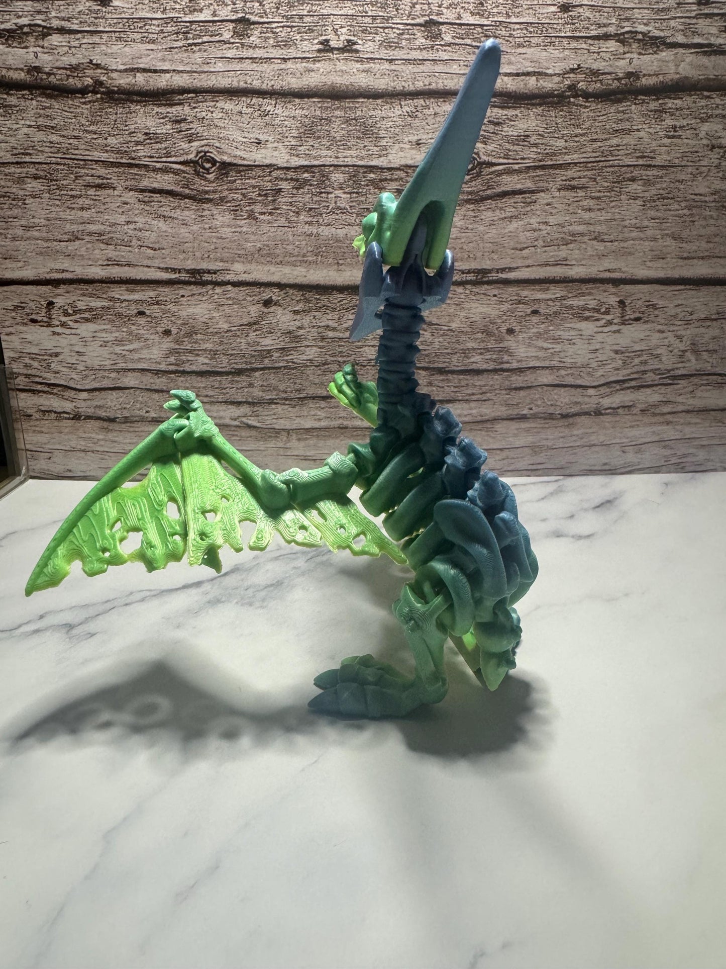 Articulated 3D Printed Pteranodon Skeleton: Rainbow Flexi Prehistoric Model & Dino Fidget Toy