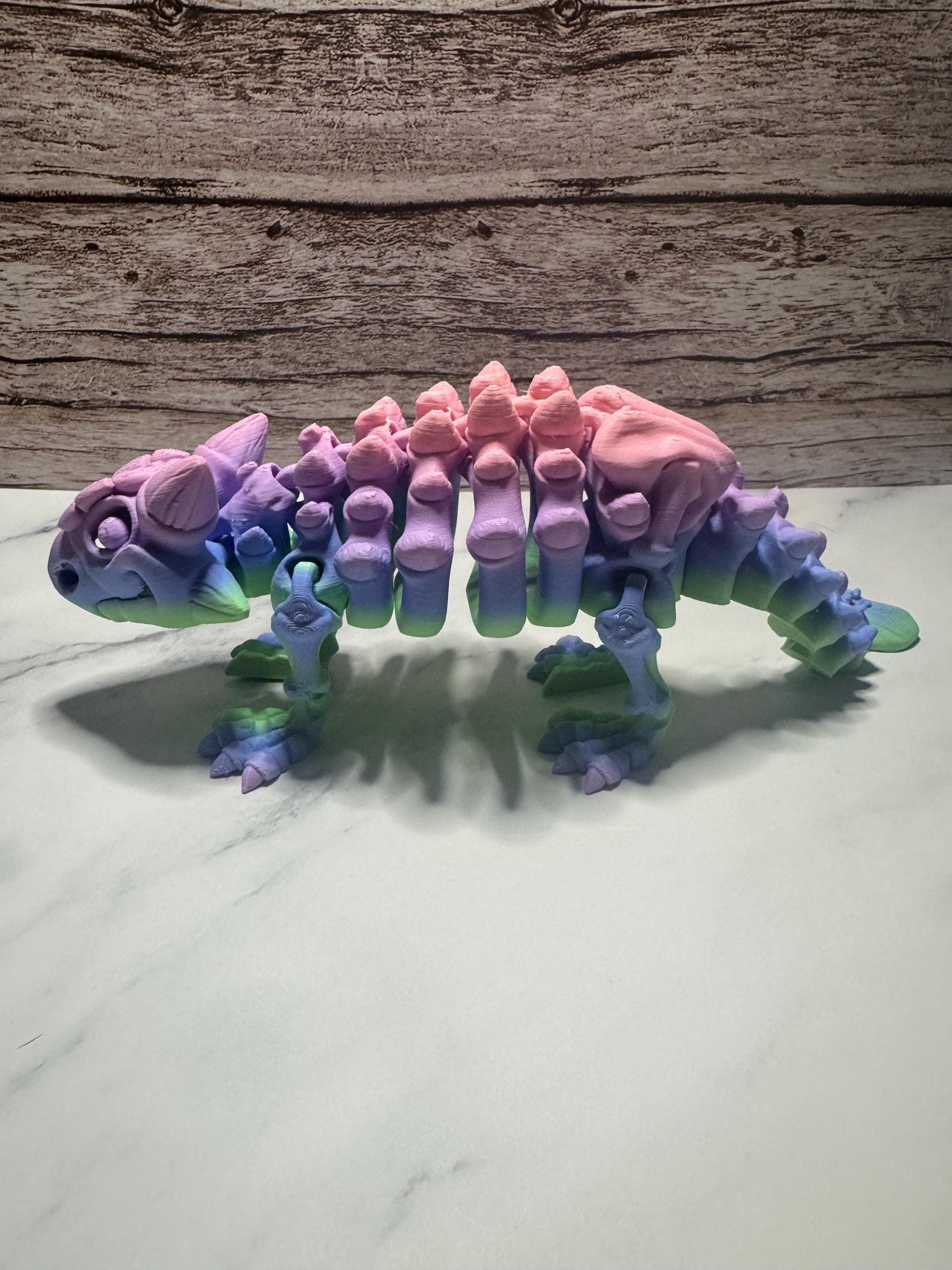 Articulated Rainbow Ankylosaurus: 3D Printed Flexi Dinosaur Toy for Collectors & Prehistoric Decor