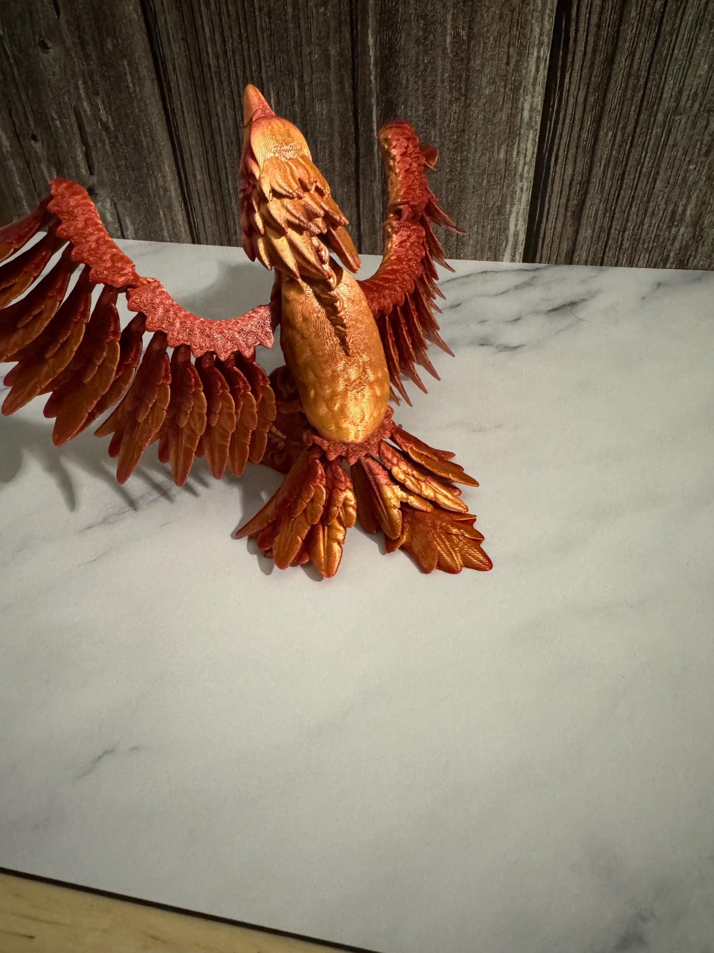 Articulated 3D Printed Phoenix: Poseable Fantasy Fire Bird Figurine - Mythical Desk Decor & Collectible