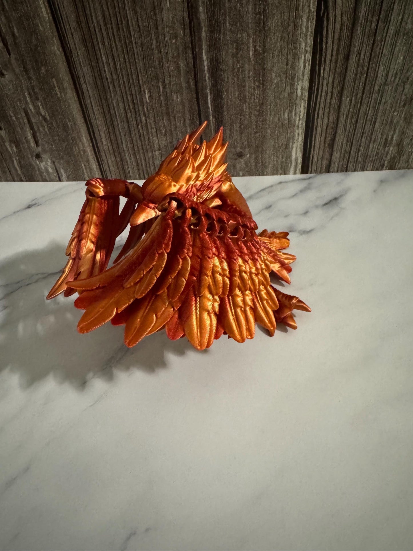 Articulated 3D Printed Phoenix: Poseable Fantasy Fire Bird Figurine - Mythical Desk Decor & Collectible