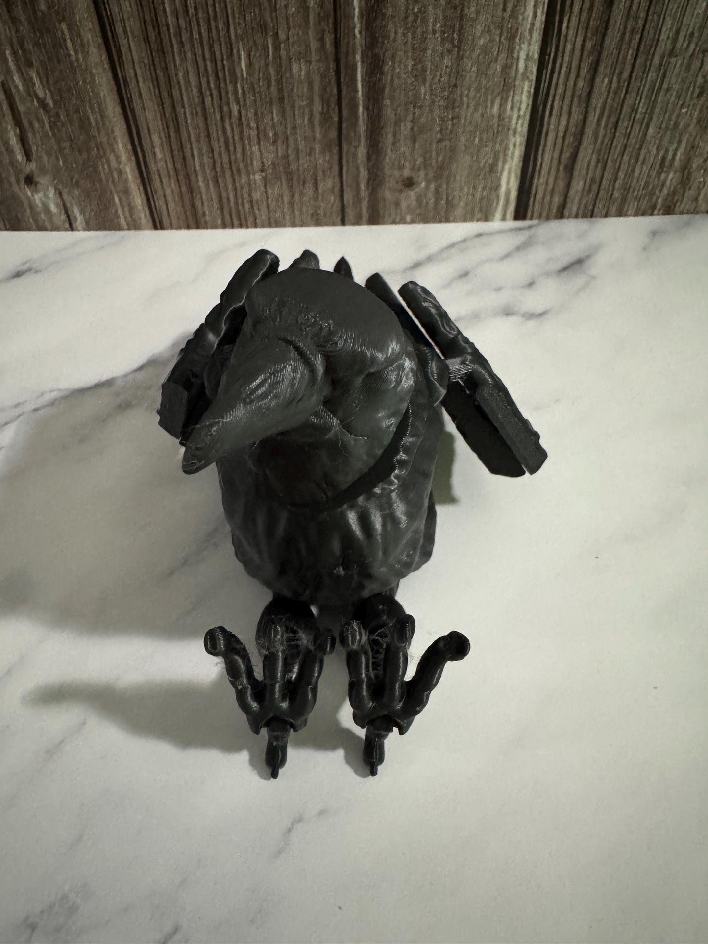 Gothic 3D Printed Articulated Raven Figure with Poseable Wings - Spooky Halloween Decor