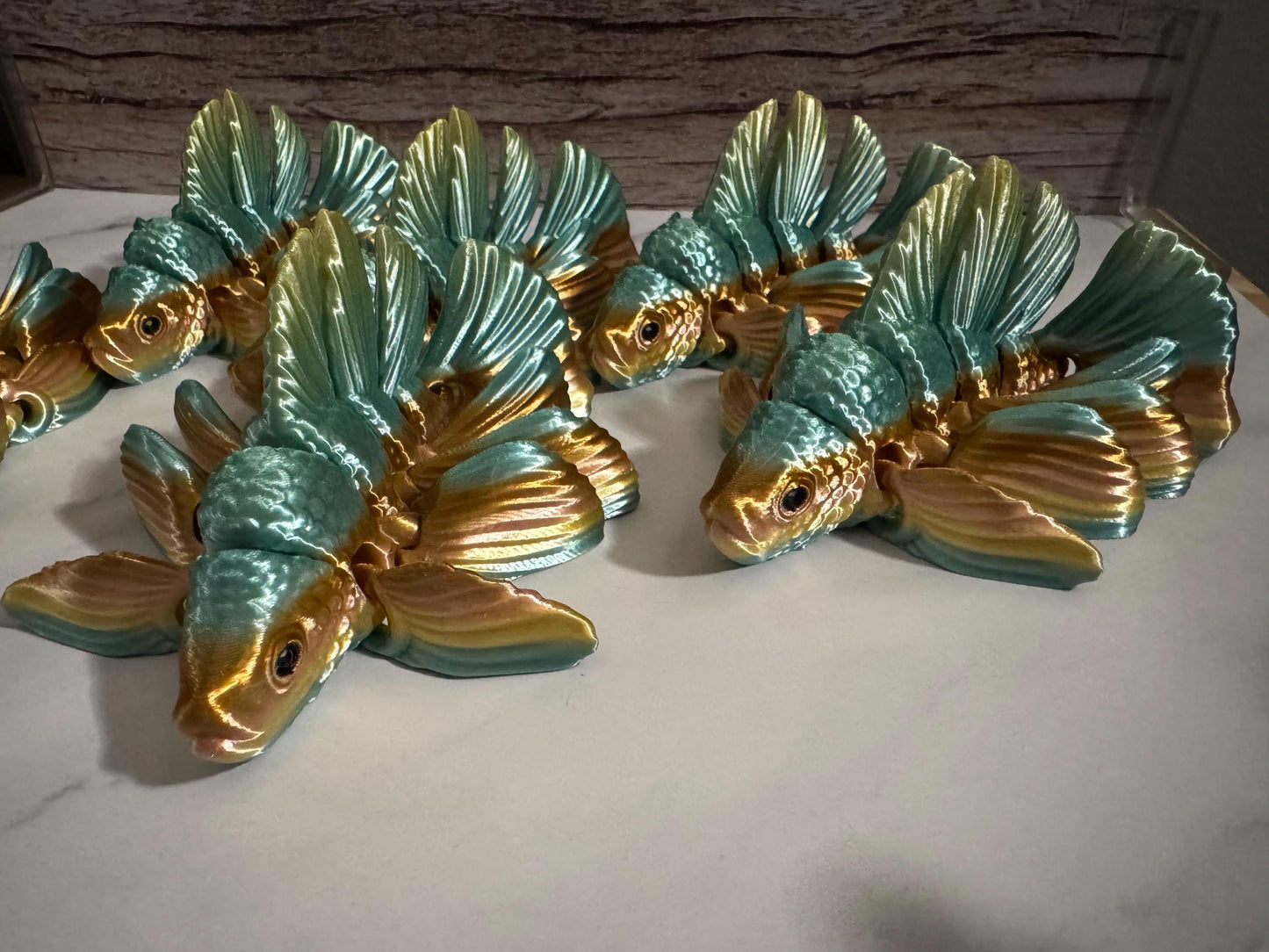 Vibrant 3D Printed Rainbow Beta Fish Sculpture - Flowing Elegance for Aquarium & Home Decor