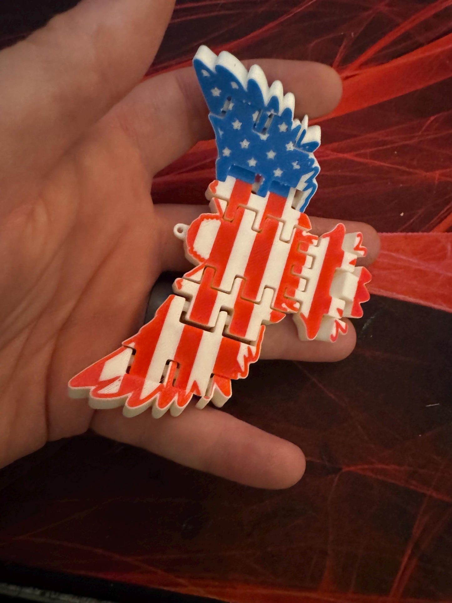 Patriotic American Eagle Flag Flexible Keychain - Durable USA Souvenir for Independence Day