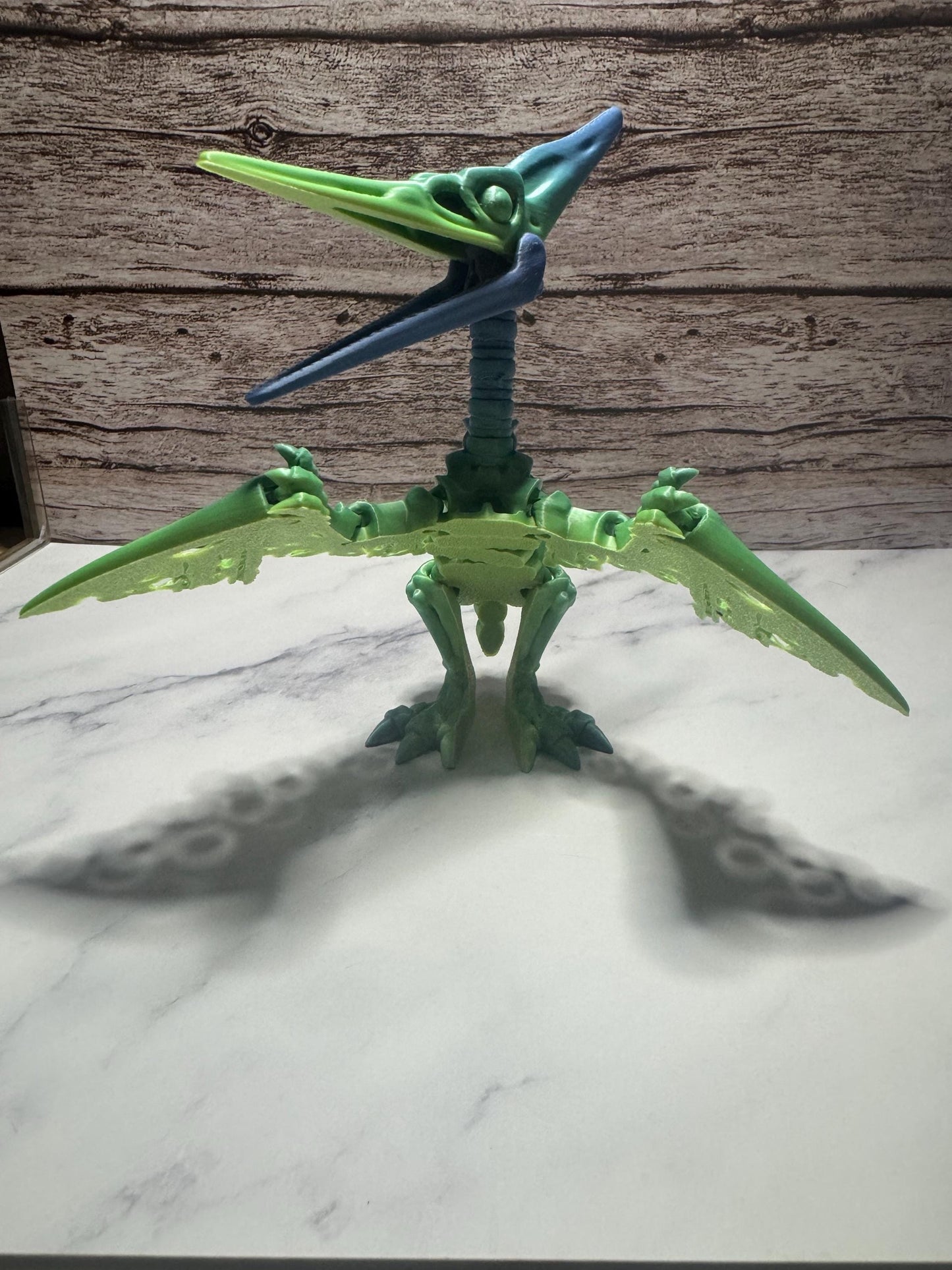 Articulated 3D Printed Pteranodon Skeleton: Rainbow Flexi Prehistoric Model & Dino Fidget Toy