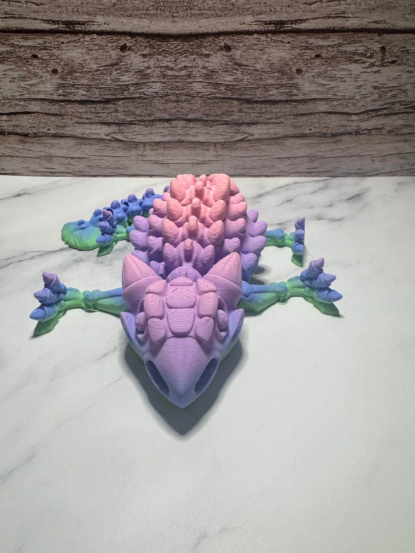 Articulated Rainbow Ankylosaurus: 3D Printed Flexi Dinosaur Toy for Collectors & Prehistoric Decor