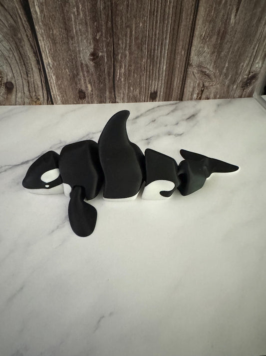 Flexible Orca Whale 3D Printed Articulated Marine Mammal Toy Model for Ocean Enthusiasts