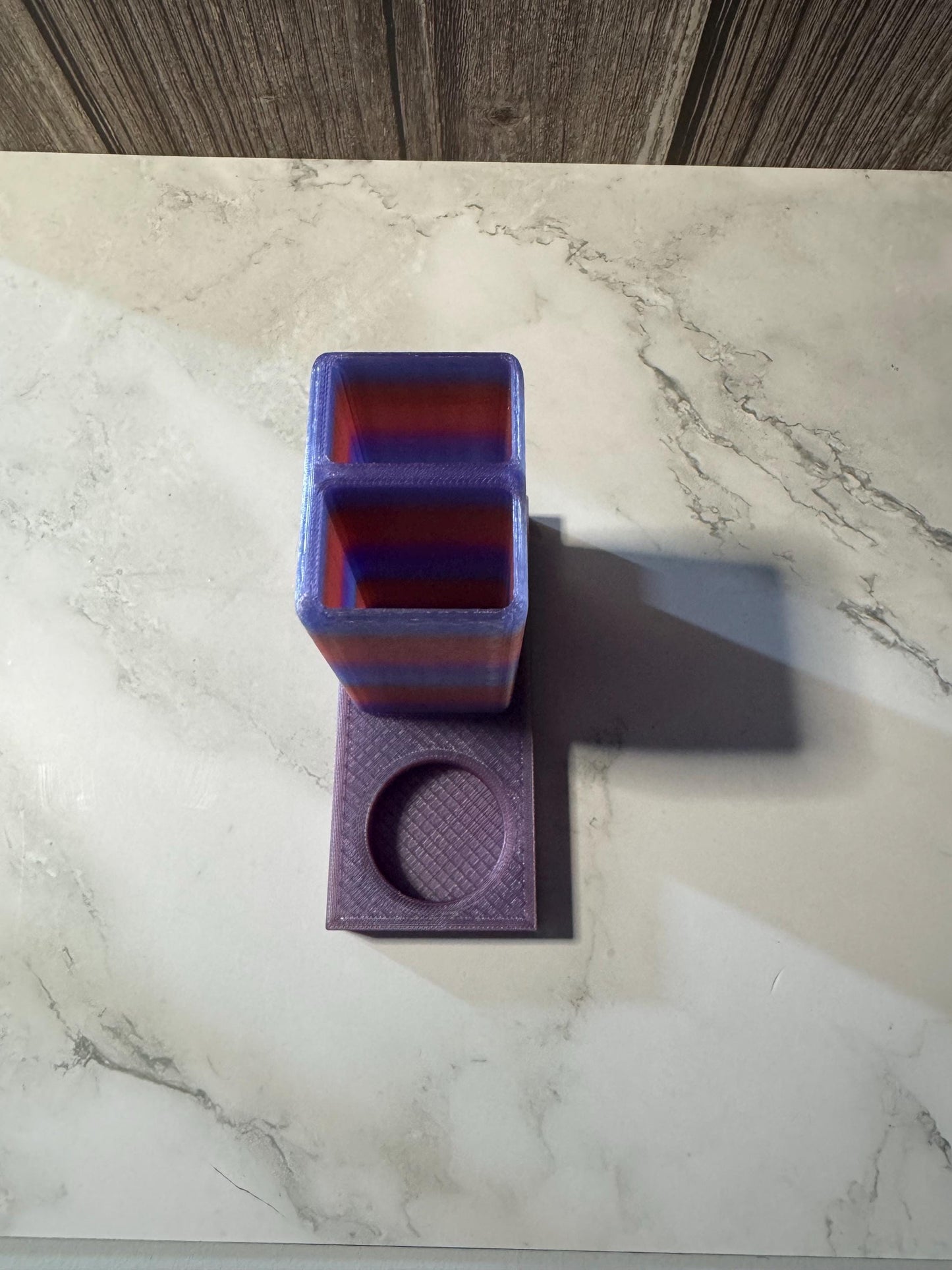 Customizable 3D Printed Dual Toothbrush & Round Toothpaste Holder - Bathroom Organizer in Solid Colors