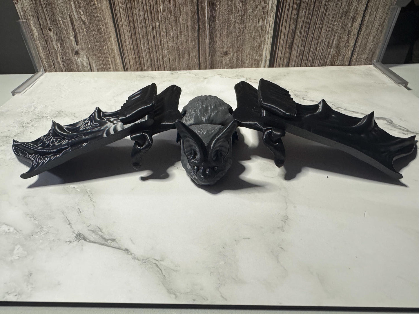 Flexible 3D Printed Long-Eared Bat - Articulated Halloween Decor, Cute Spooky Creature by Kekreations