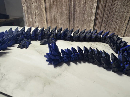 26-inch Articulated Crystal Dragon: 3D Printed Fantasy Collectible with Custom Color Options