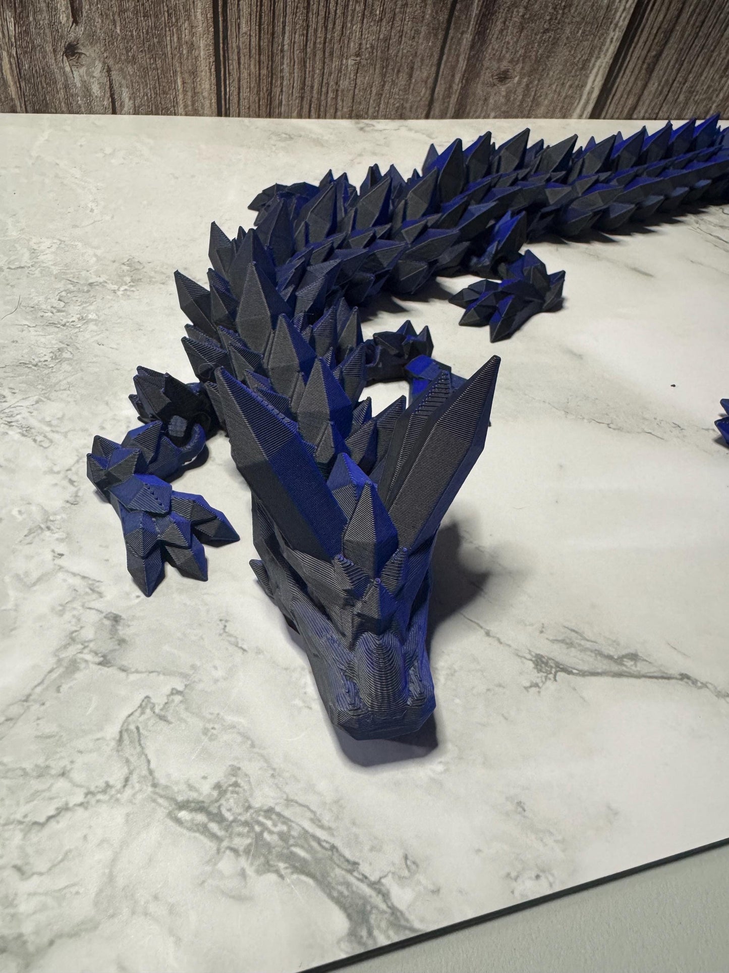26-inch Articulated Crystal Dragon: 3D Printed Fantasy Collectible with Custom Color Options