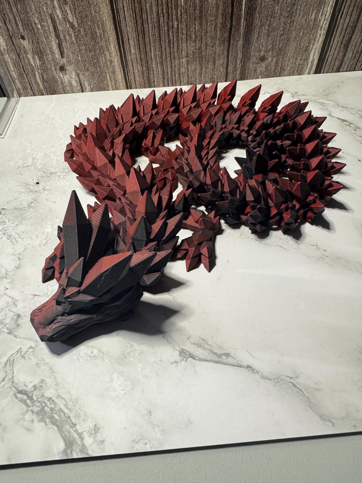 26-inch Articulated Crystal Dragon: 3D Printed Fantasy Collectible with Custom Color Options