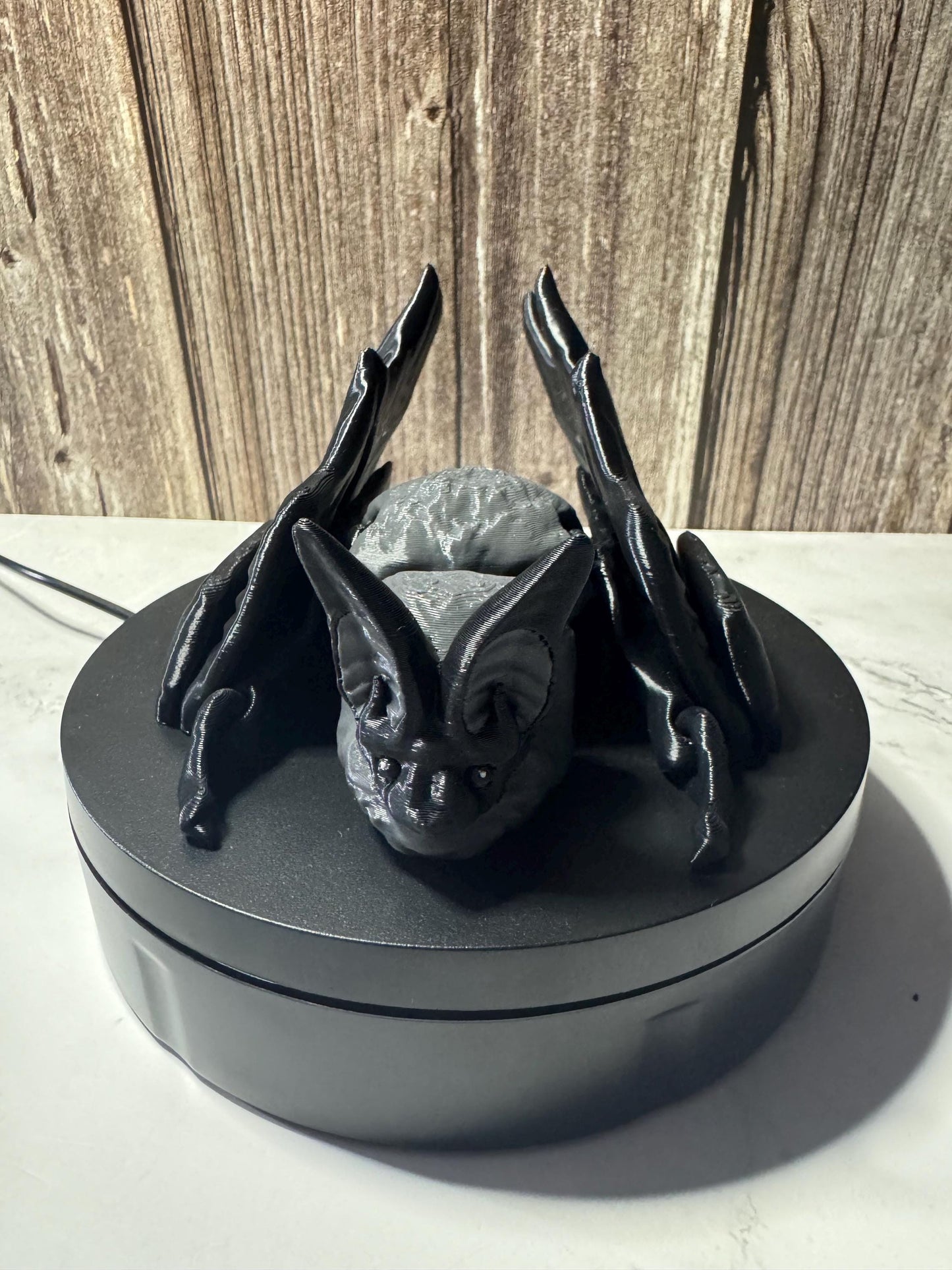 Flexible 3D Printed Long-Eared Bat - Articulated Halloween Decor, Cute Spooky Creature by Kekreations