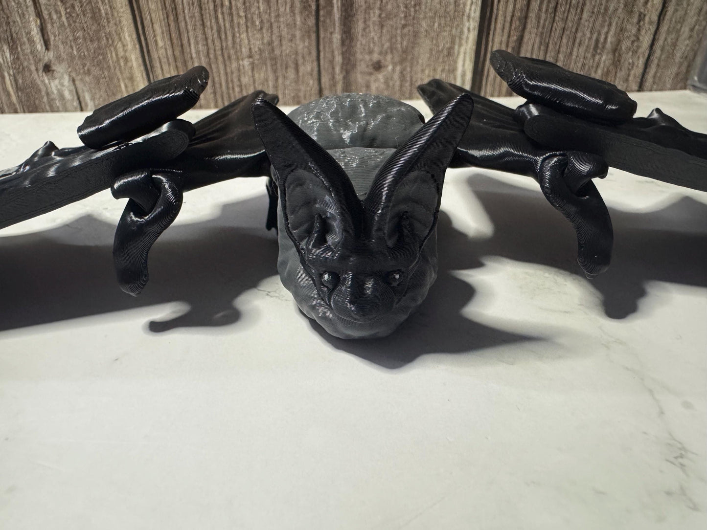 Flexible 3D Printed Long-Eared Bat - Articulated Halloween Decor, Cute Spooky Creature by Kekreations