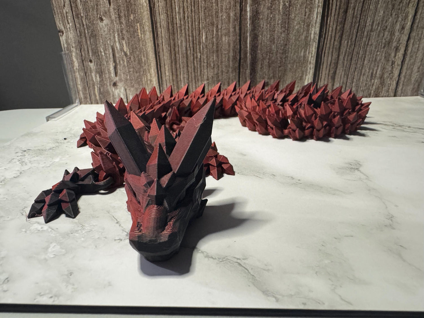 26-inch Articulated Crystal Dragon: 3D Printed Fantasy Collectible with Custom Color Options