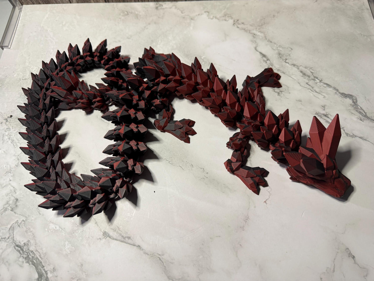 26-inch Articulated Crystal Dragon: 3D Printed Fantasy Collectible with Custom Color Options