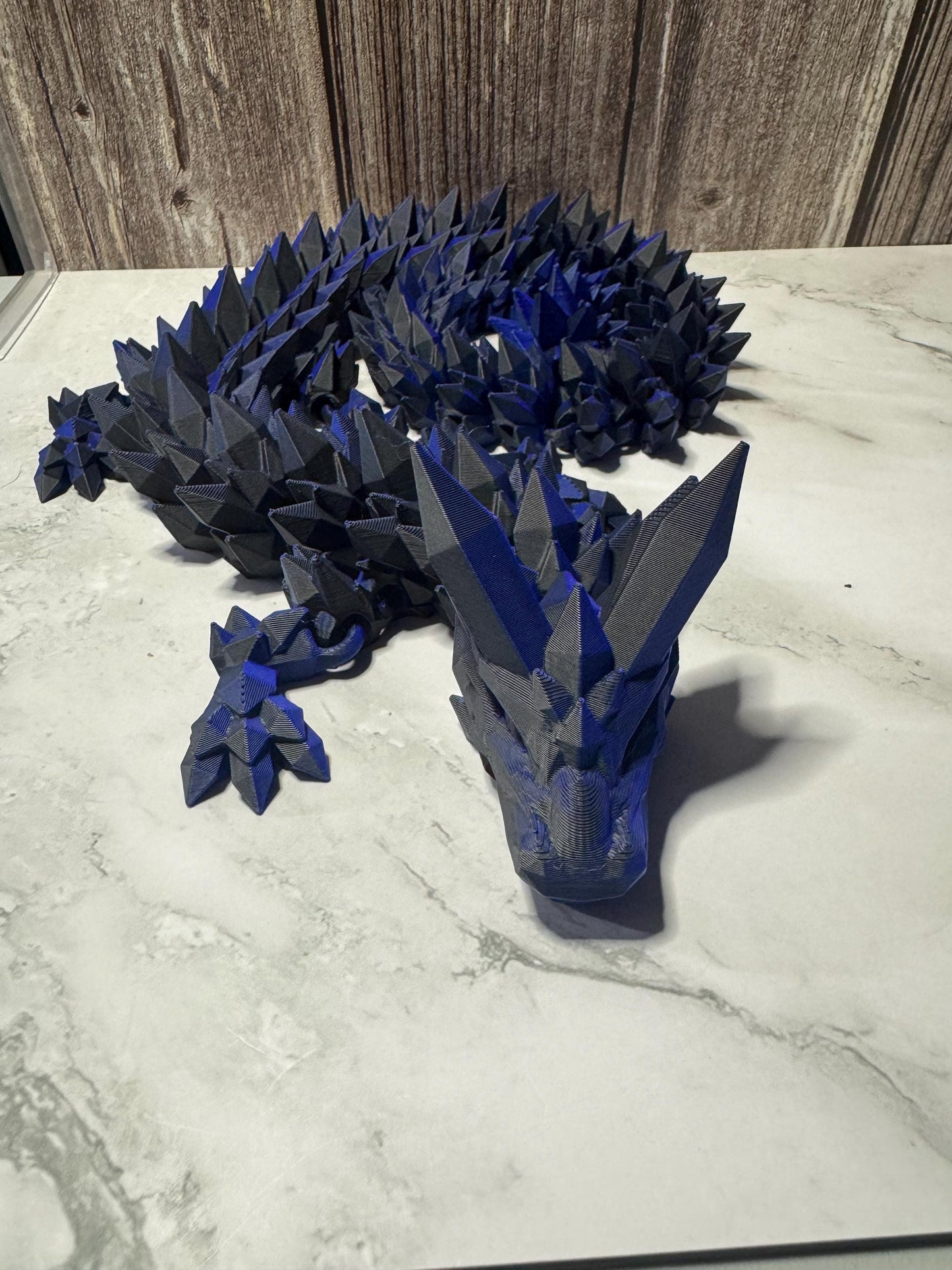 26-inch Articulated Crystal Dragon: 3D Printed Fantasy Collectible with Custom Color Options