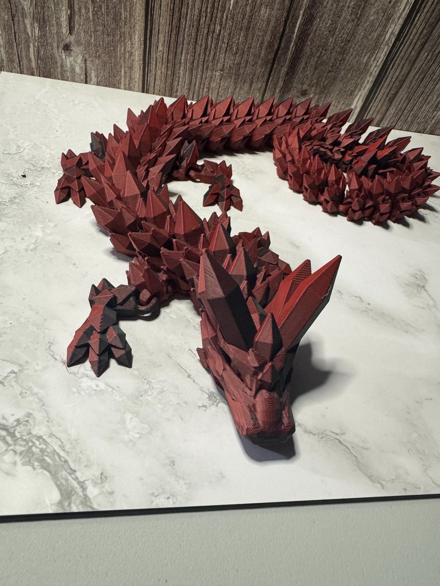 26-inch Articulated Crystal Dragon: 3D Printed Fantasy Collectible with Custom Color Options