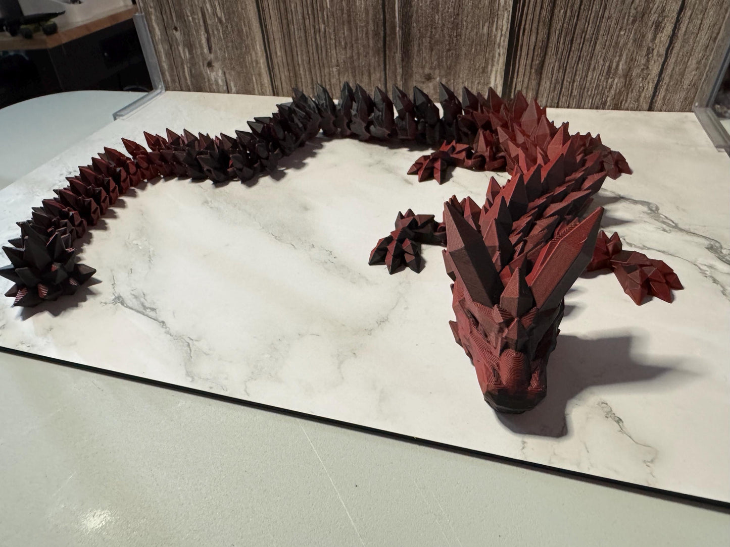 26-inch Articulated Crystal Dragon: 3D Printed Fantasy Collectible with Custom Color Options