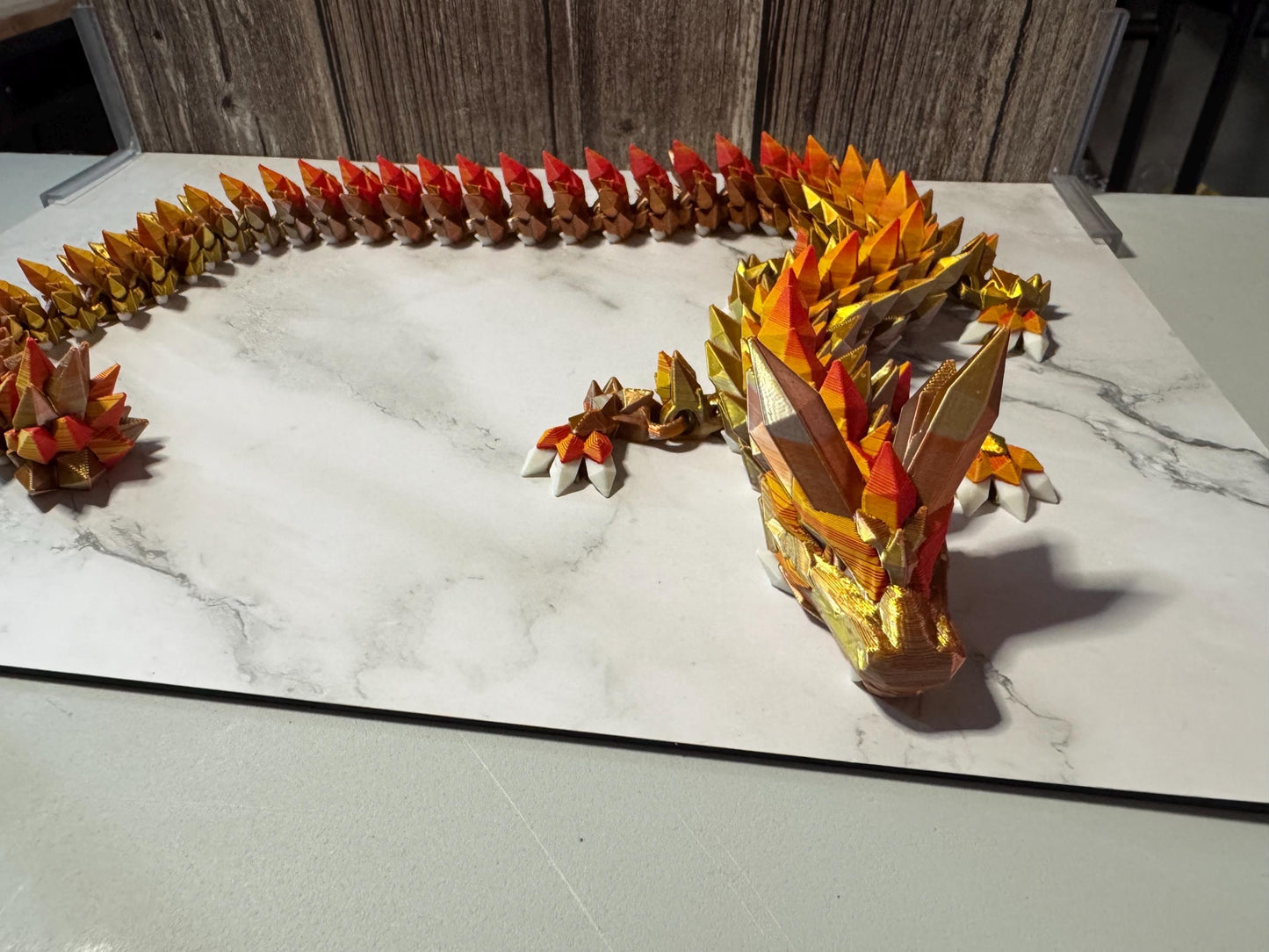 26-inch Articulated Crystal Dragon: 3D Printed Fantasy Collectible with Custom Color Options
