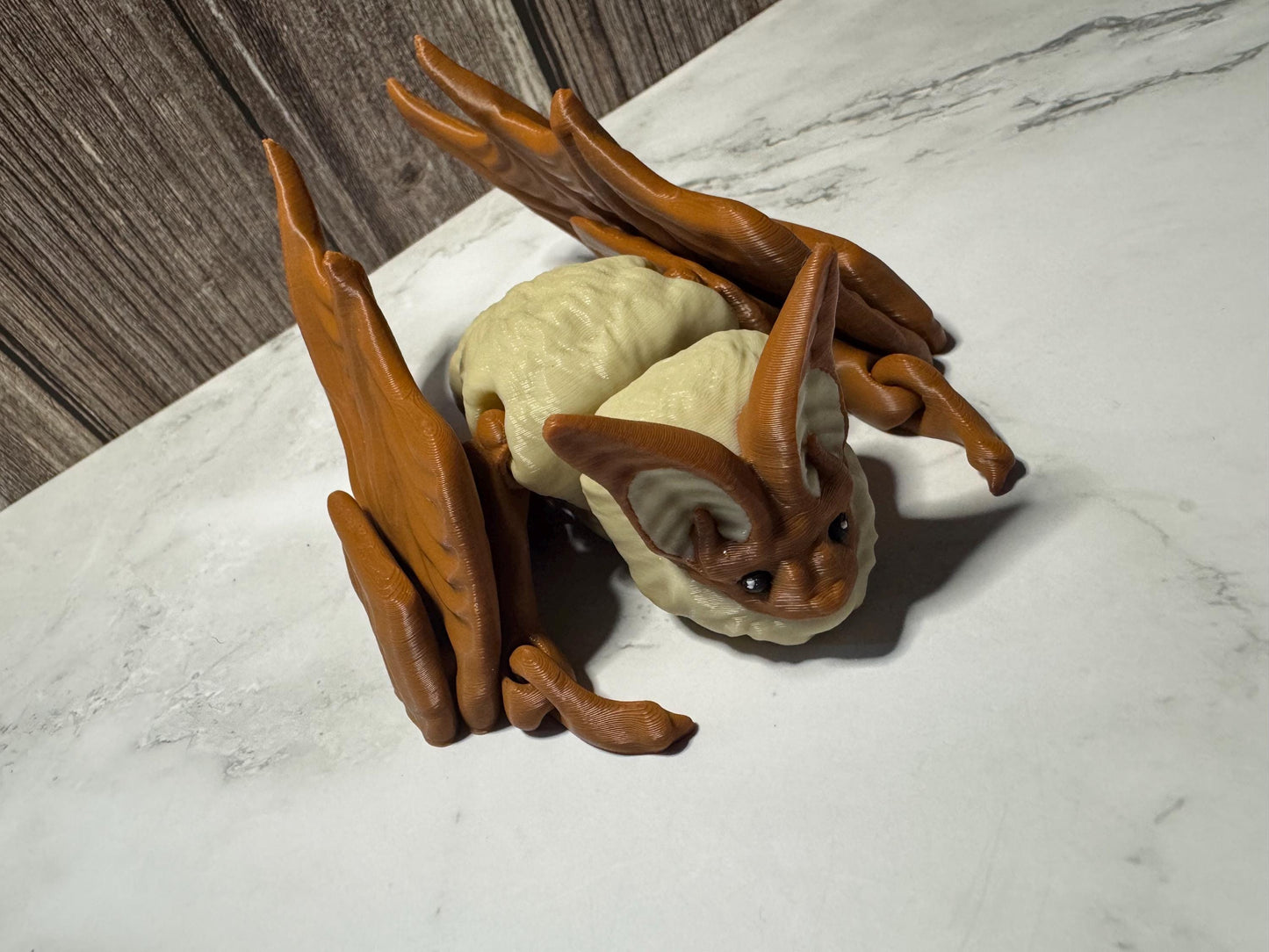 Flexible 3D Printed Long-Eared Bat - Articulated Halloween Decor, Cute Spooky Creature by Kekreations