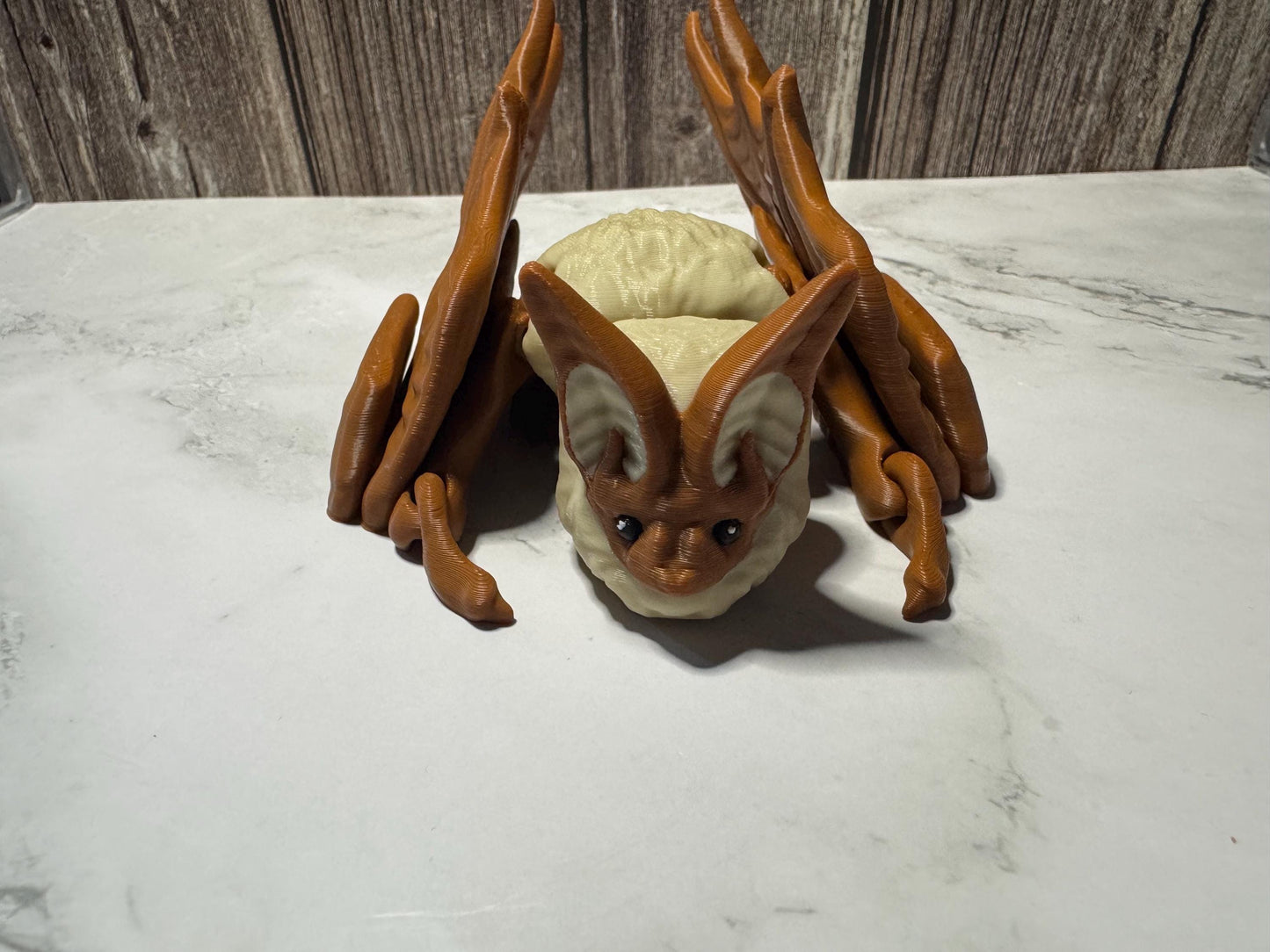 Flexible 3D Printed Long-Eared Bat - Articulated Halloween Decor, Cute Spooky Creature by Kekreations