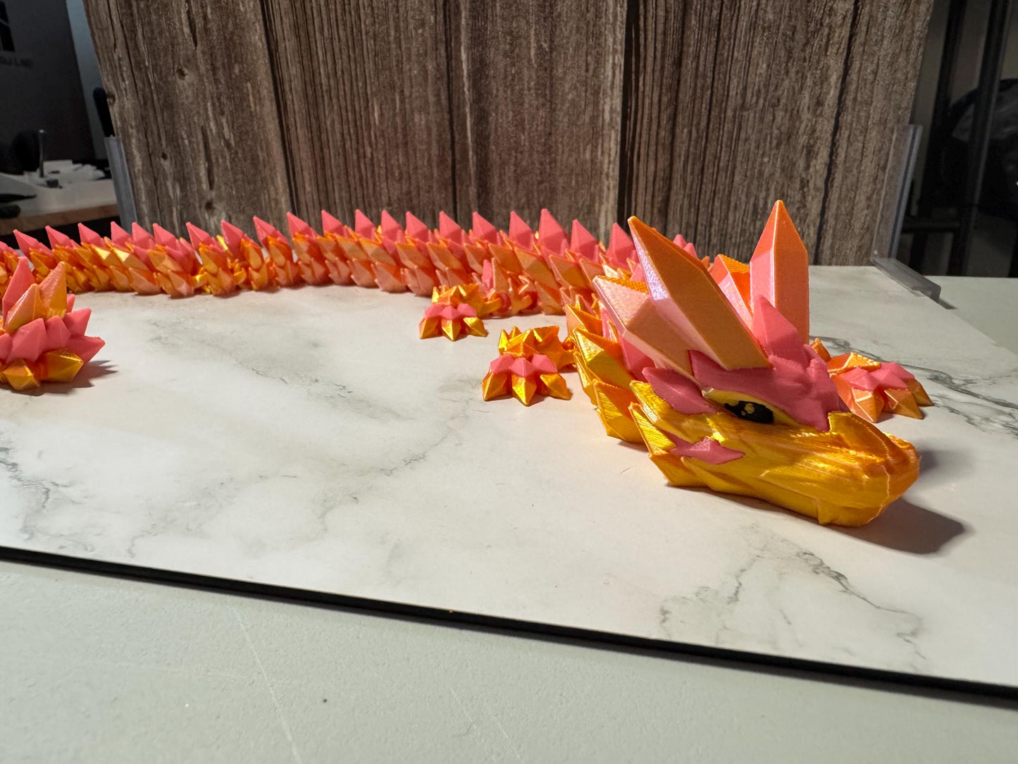 26-inch Articulated Crystal Dragon: 3D Printed Fantasy Collectible with Custom Color Options