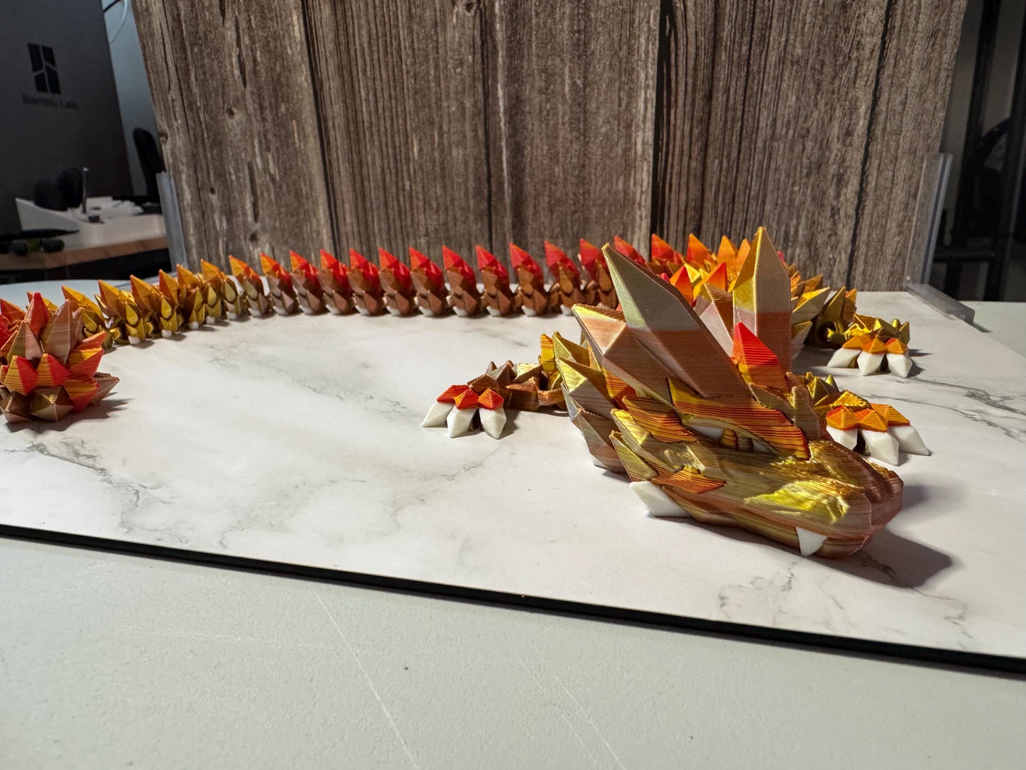 26-inch Articulated Crystal Dragon: 3D Printed Fantasy Collectible with Custom Color Options
