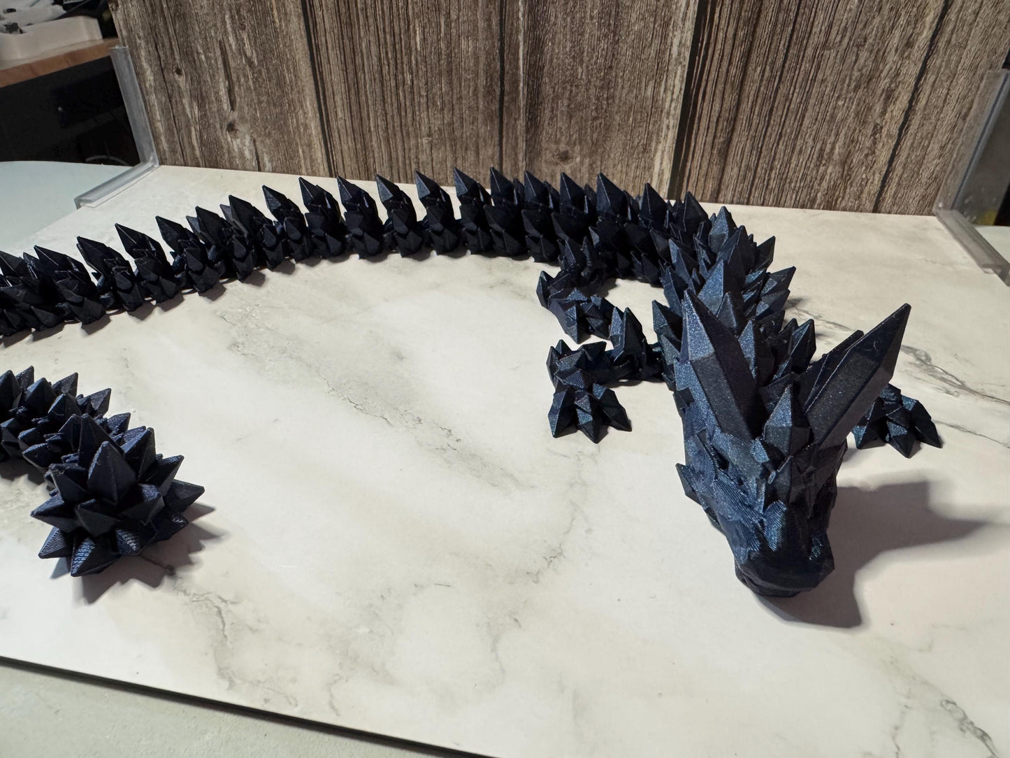 26-inch Articulated Crystal Dragon: 3D Printed Fantasy Collectible with Custom Color Options