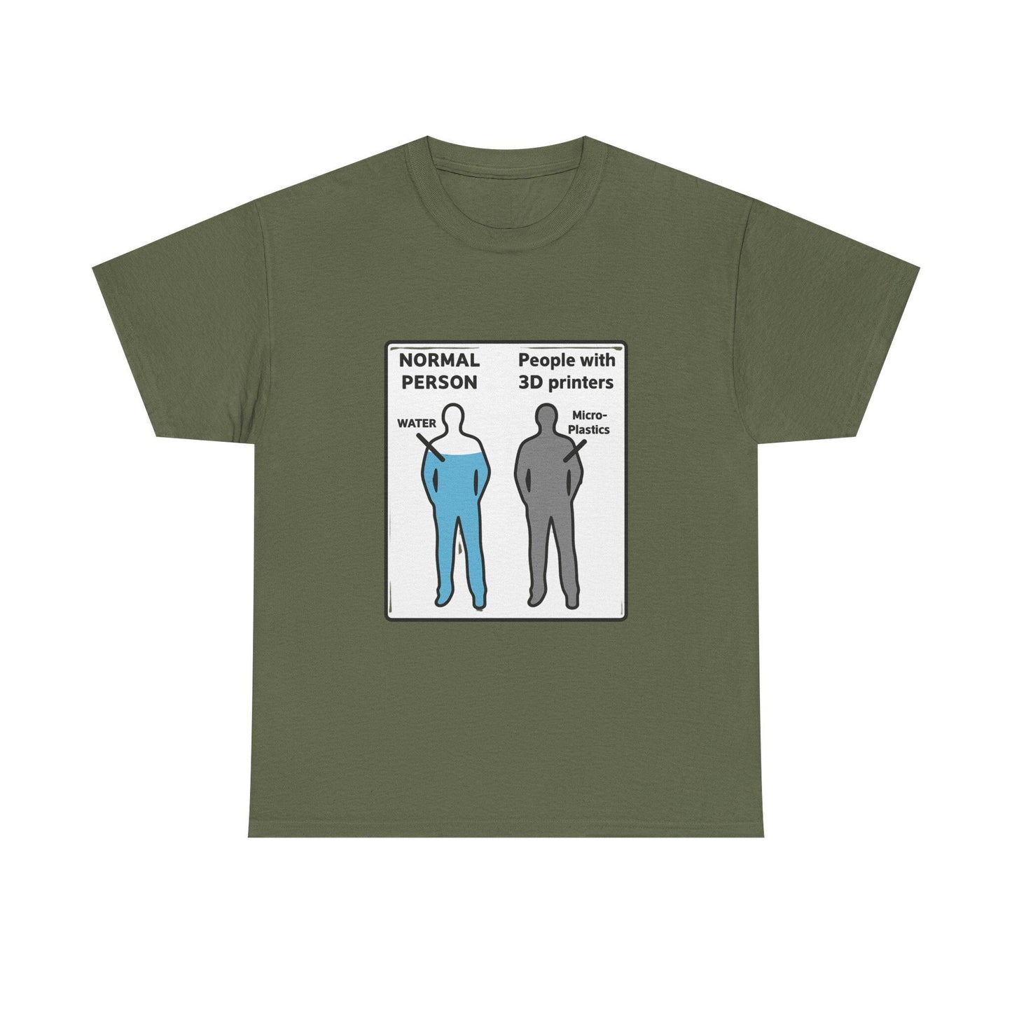 3D Printer Humor graphic Tee | Normal Person vs People with 3D Printers diagram