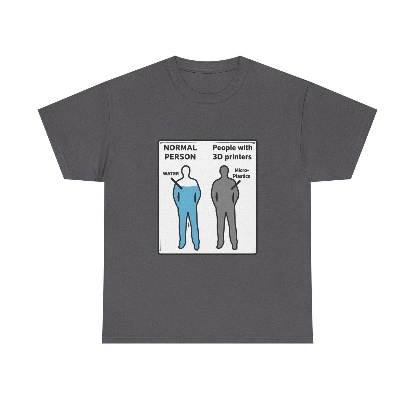 3D Printer Humor graphic Tee | Normal Person vs People with 3D Printers diagram