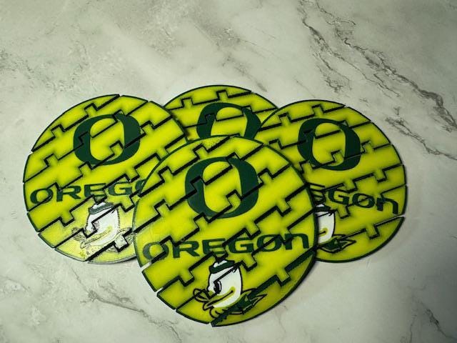Oregon Ducks Puzzle Coaster - College Football Fan Gift Table Protector Drink Accessory