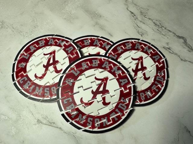 Alabama Crimson Tide Puzzle Coaster - University Sports Fan Gift Home Decor Drink Protection