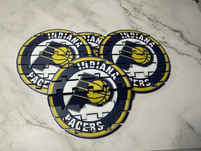 Indiana Pacers Inspired Flexi Basketball Coaster | 3D Printed Articulated Sports Decor Gift