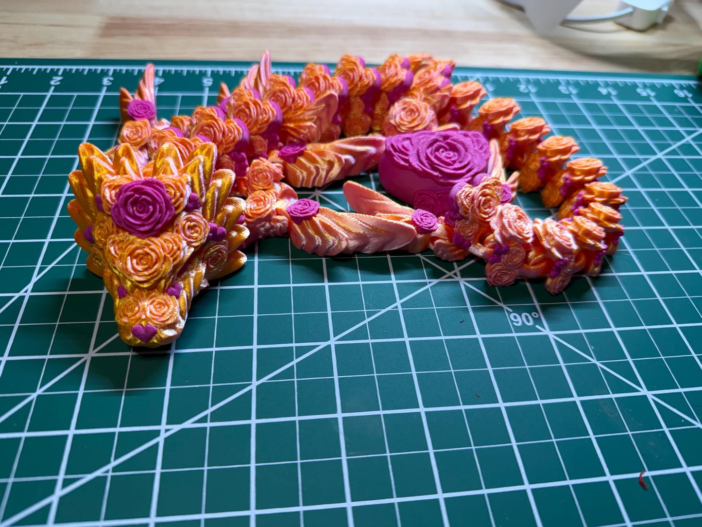 16-inch Rose Heart Dragon - Articulated Fantasy Creature Valentine Gift Romantic Mythical Beast
