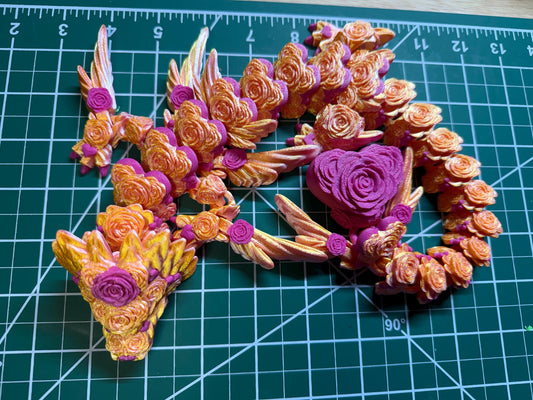 16-inch Rose Heart Dragon - Articulated Fantasy Creature Valentine Gift Romantic Mythical Beast