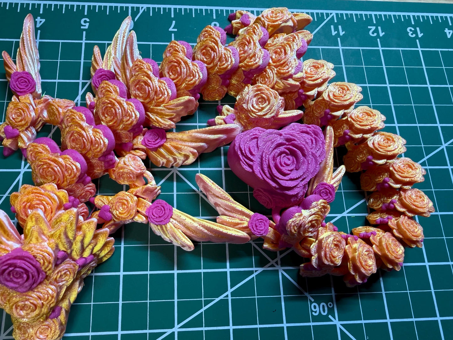 16-inch Rose Heart Dragon - Articulated Fantasy Creature Valentine Gift Romantic Mythical Beast