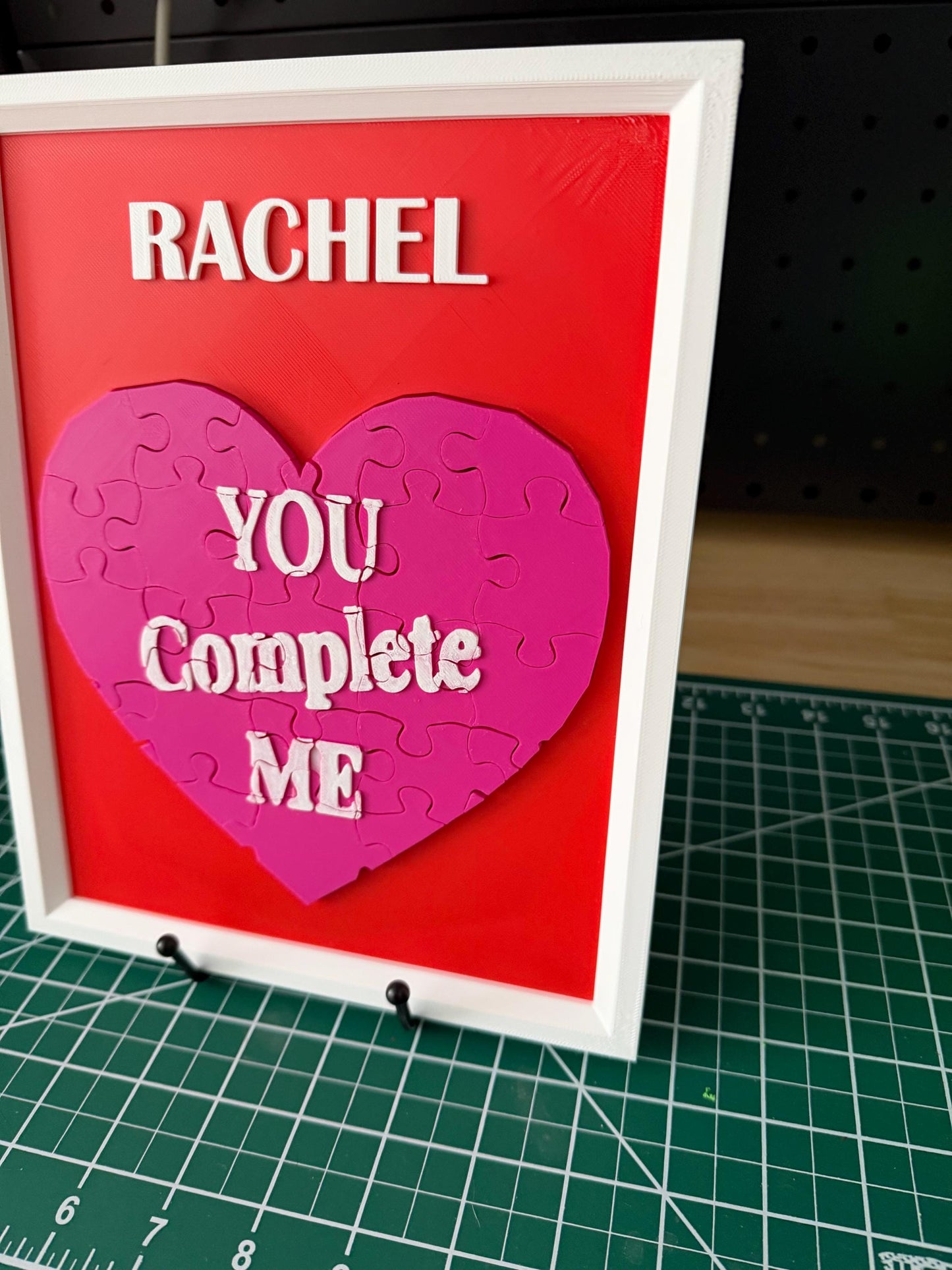 You Complete Me Framed Puzzle Heart Valentine Gift | 3D Printed Romantic Wall Art 8x10 Decor